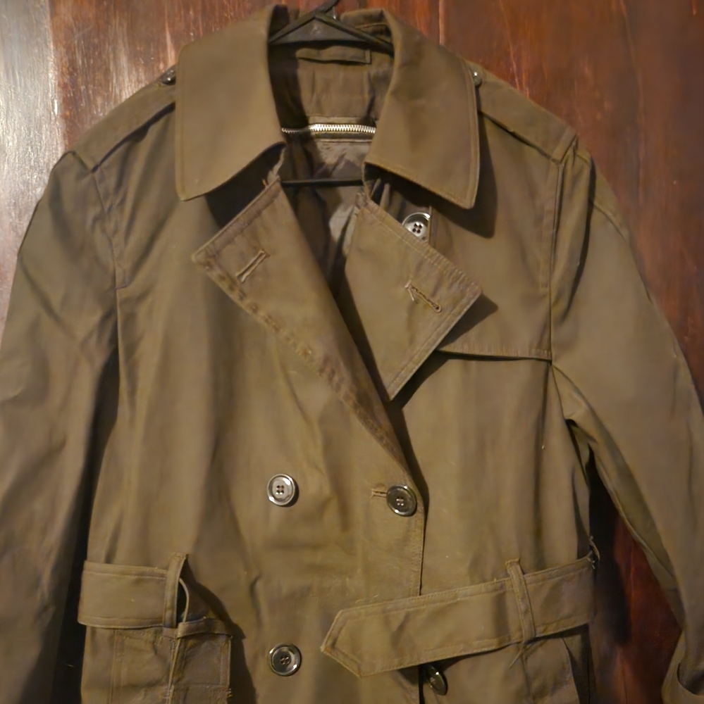 Army green trench coat
